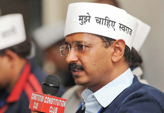 Indian anti-corruption activist turned politician Arvind Kejriwal speaks during a press conference in New Delhi, India, Saturday, Nov. 24, 2012. Kejriwal on Saturday launched his party naming it 'Aam Aadmi, or common people. (AP Photo/Altaf Qadri)