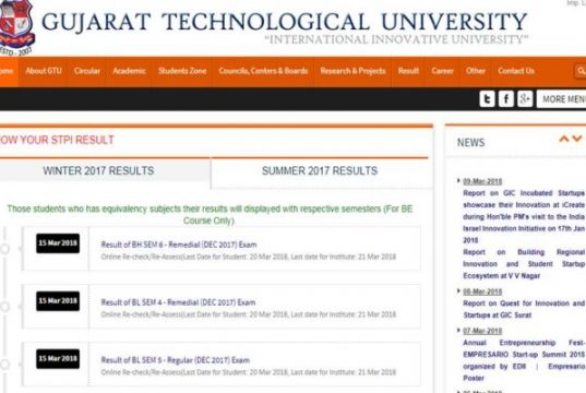GTU Result 2018: गुजरात टेक्नोलॉजिकल यूनिवर्सिटी दिसंबर परीक्षा के परिणाम हुए जारी|