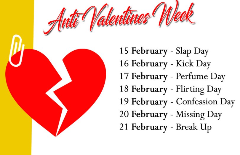 Anti Valentine Days Week List 2020 | Slap Day | Perfume Day | Kick Day | Breakup Day | Flirting Day | Confession Day | Missing Day | एंटी वैलेंटाइन डे वीक लिस्ट