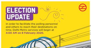 New Delhi Election 2020: Delhi Assembly elections, 8th February 2020, दिल्ली मेट्रो ट्रेन सेवाएं, Delhi Metro, Delhi Metro services, election duty, Metro Updates