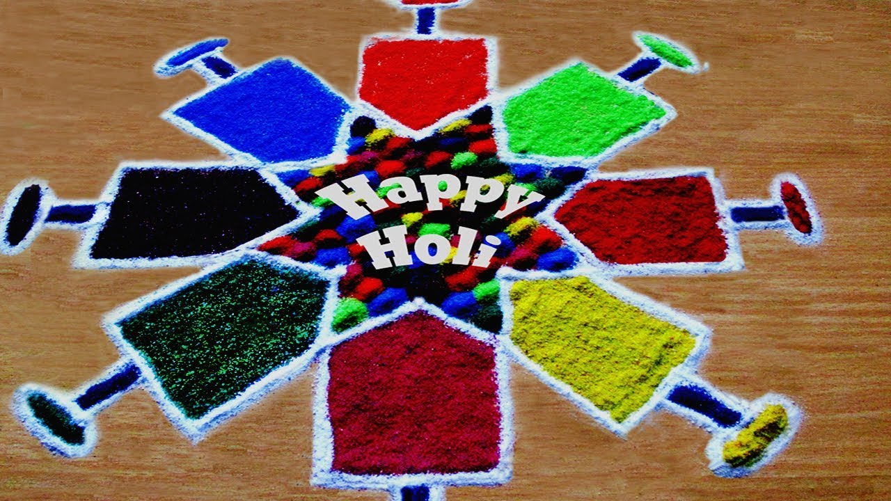 Holi Rangoli Designs Pattern With Video 2020 By This Method You Can Create the Best Colorful Flower Rangoli. Make Special Rangoli by Watching Tutorial VideO