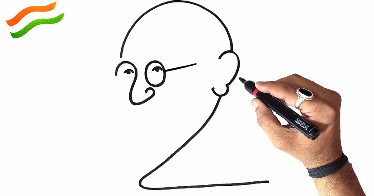 Image of Sketch Of Father Of Indian Nation And Freedom Fighter Mahatma  Gandhi Outline Editable IllustrationCJ797773Picxy