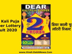 Dear Kali Puja Bumper Result November 2020, Nagaland State Lottery Results Online Ticket, Price Money, and Total Winners, डियर काली पूजा बम्पर लॉटरी परिणाम सबसे पहले