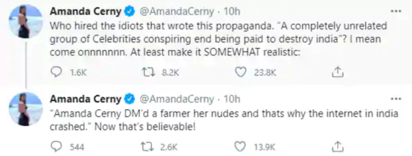 Amanda Cerny React on Indian Celebrities & Farmer Protest - अमांडा ने किया किसान आंदोलन पर ट्वीट और बॉलीवुड एक्ट्रेस को दिया जवाब !