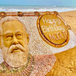 On PM Narendra Modi’s 71st birthday, sand art was also made