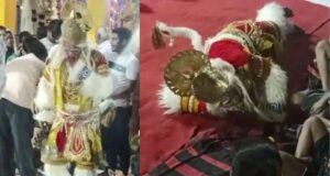 Man Death With Dance In Ganesh Pandal Mainpuri News in Hindi, Character of Hanuman Death Reason, Mainpuri Watch Live Video of Death | हनुमान के रोल में बेहोश होकर गिरा अभिनेता, मौके पर मौत