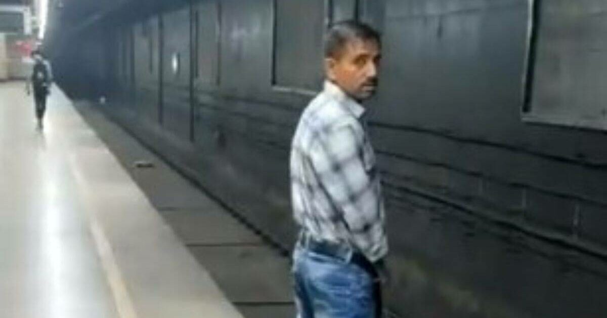 Man Urinating On Delhi Malviya Nagar Metro Station Tracks Video ...