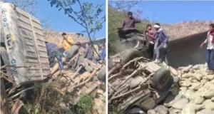 Rajasthan Alwar Road Accident News: Heavy collision between trolley, Bolero car and bike on Alwar-Behror road, all three vehicles fell into a 30 feet deep ditch, 4 people died, 2 injured!