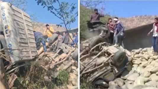 Rajasthan Alwar Road Accident News: Heavy collision between trolley, Bolero car and bike on Alwar-Behror road, all three vehicles fell into a 30 feet deep ditch, 4 people died, 2 injured!